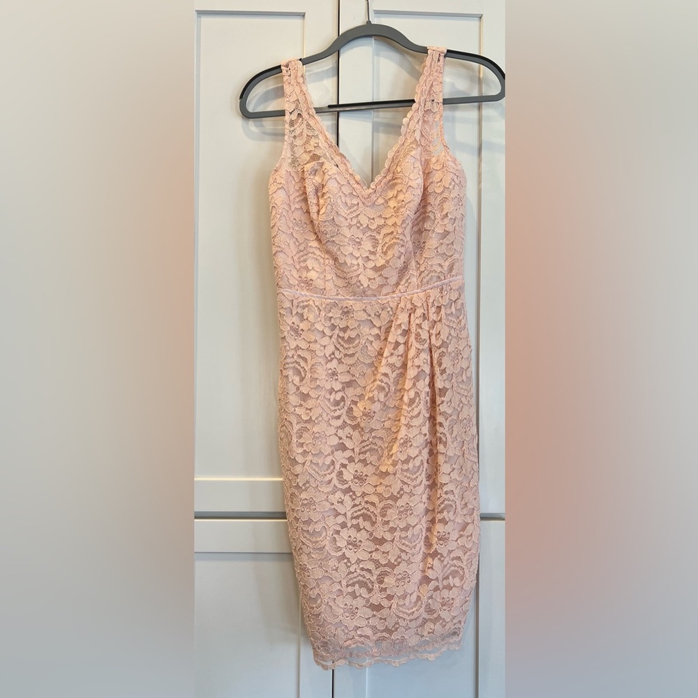 David’s Bridal pink bridesmaid dress
